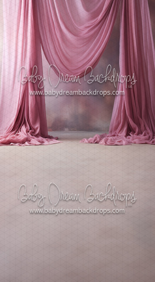 X Drop Art Drapes Carnation Pink Left Sweep (MD)