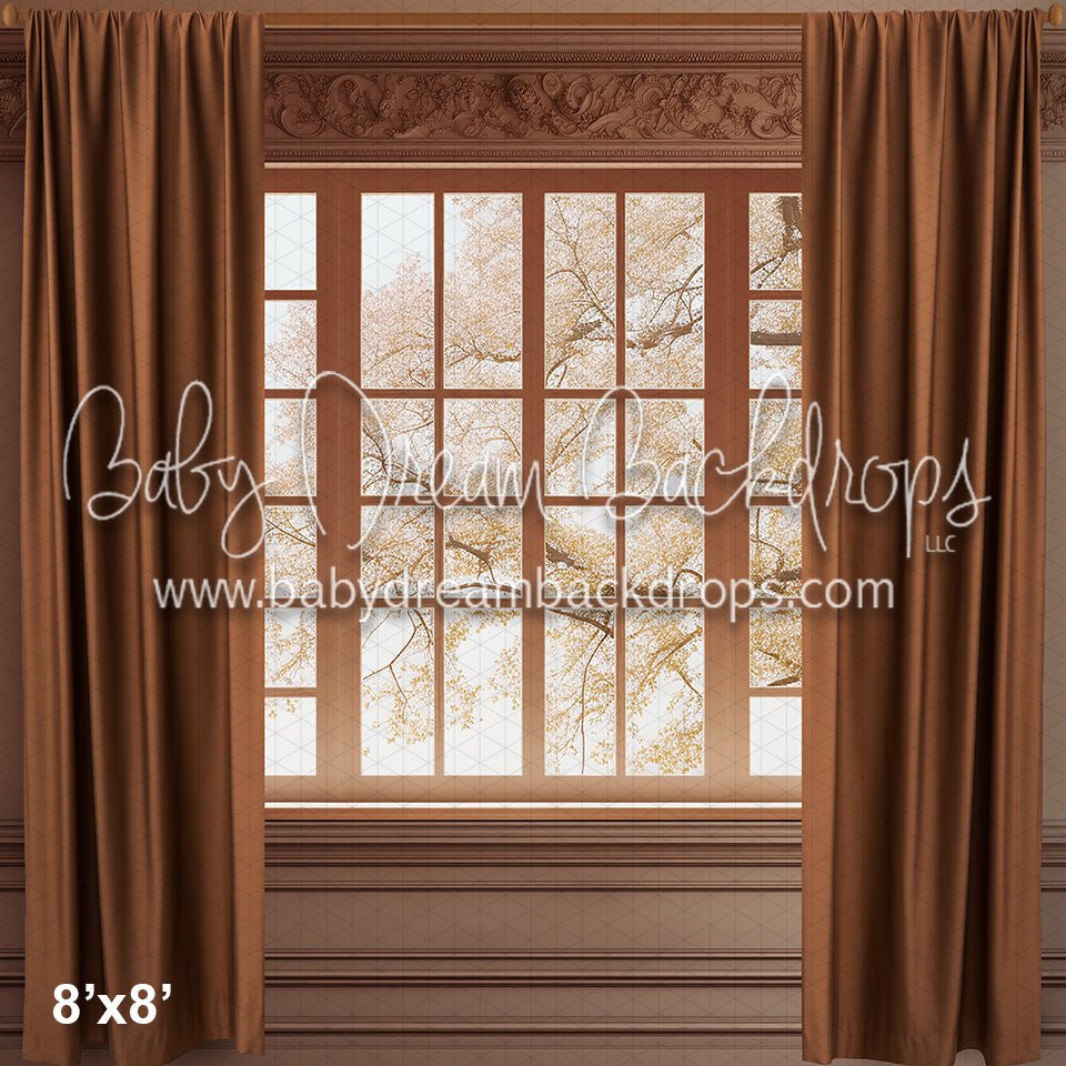 Brown Floral Wainscoting Window (AZ)