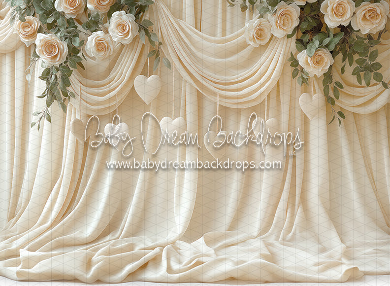 Cream Crush Curtains with Hearts (JA)