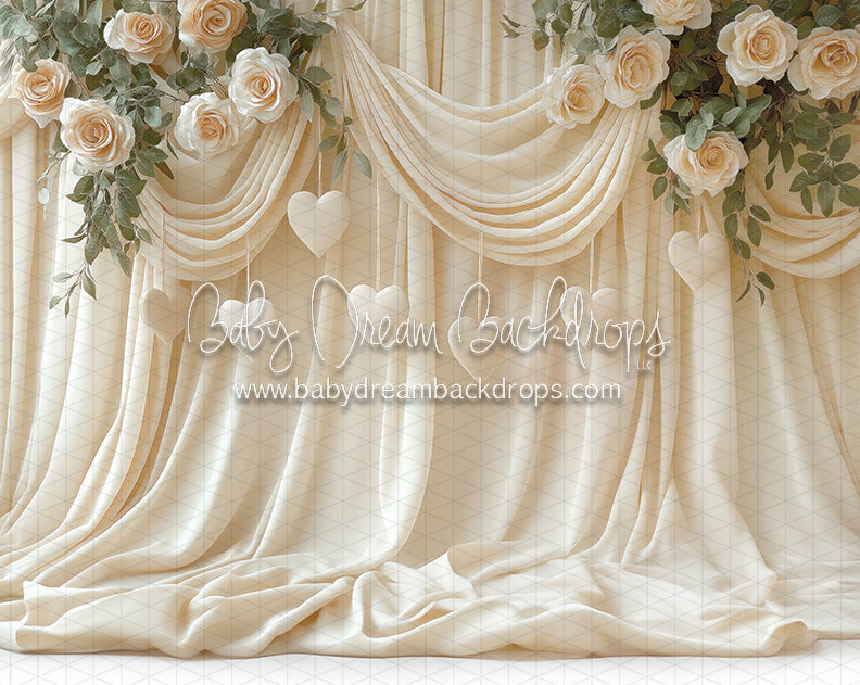 Cream Crush Curtains with Hearts (JA)