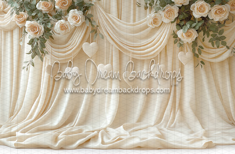 Cream Crush Curtains with Hearts (JA)