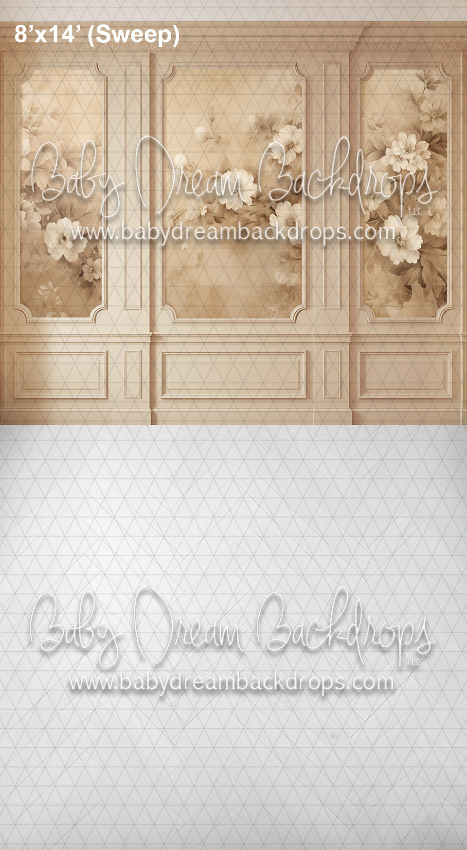 Sweeps Beige Floral Wainscoting (AZ)