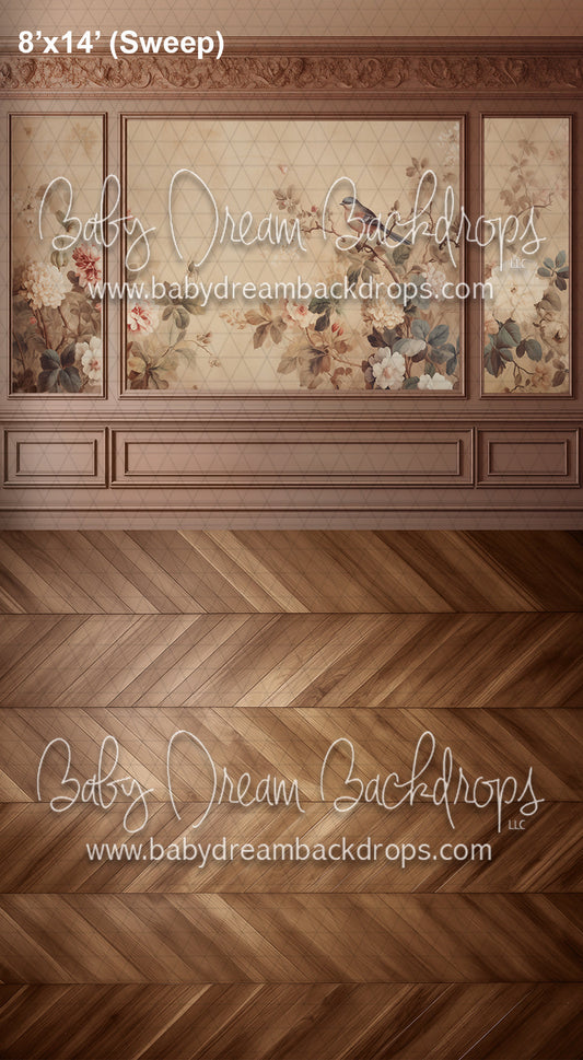 Sweeps Brown Floral Wainscoting (AZ)