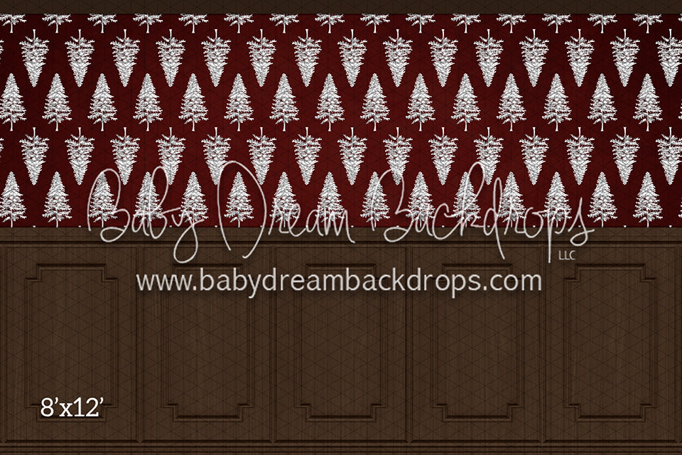 White Tree Wallpaper (Red) Wood Panels (HL)