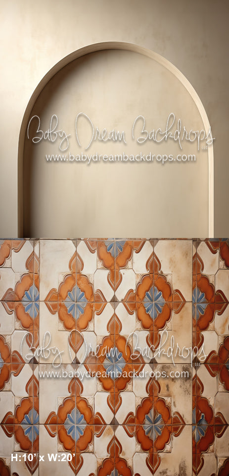 Beige Arch Wall 1 Flipped, Spanish Tile Sweep (MD)